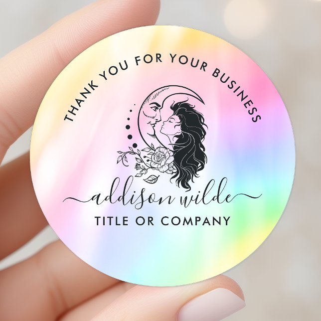 Celestial Mystic Moon Goddess Rainbow Classic Round Sticker (Creator Uploaded)
