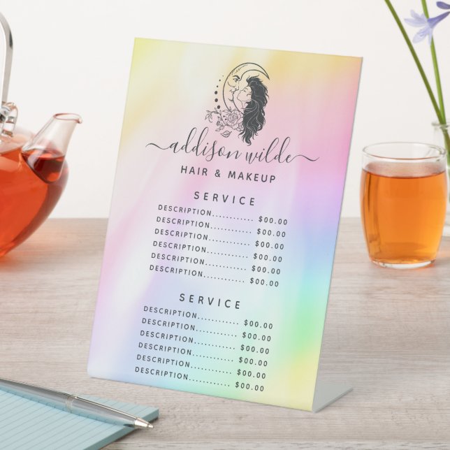 Celestial Mystic Moon Goddess Rainbow Price List Pedestal Sign (In SItu)