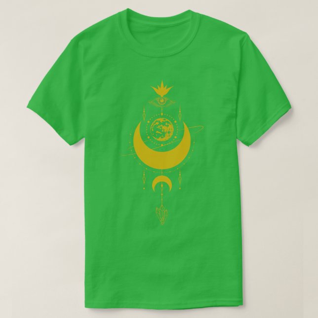 Celestial Mystical Crescent Moon T-Shirt (Design Front)
