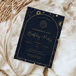 Celestial Mystical Elements Starsign 21st birthday Invitation