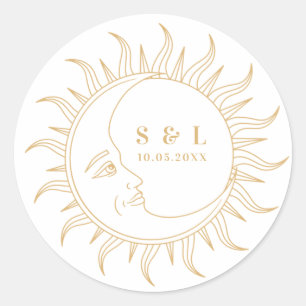Celestial Mystical Elements Starsigns Envelope Classic Round Sticker