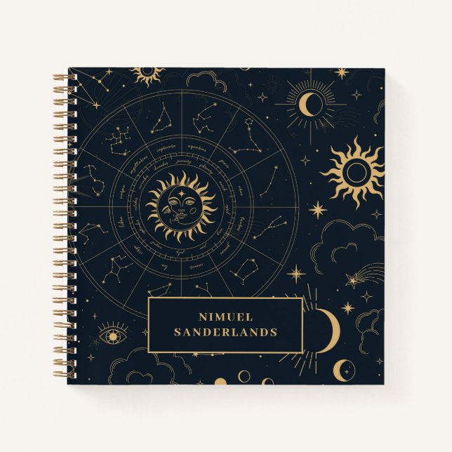 Celestial Mystical Elements Starsigns Notebook (Front)