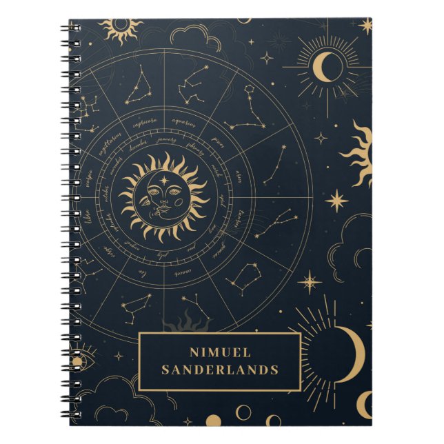 Celestial Mystical Elements Starsigns Notebook (Front)
