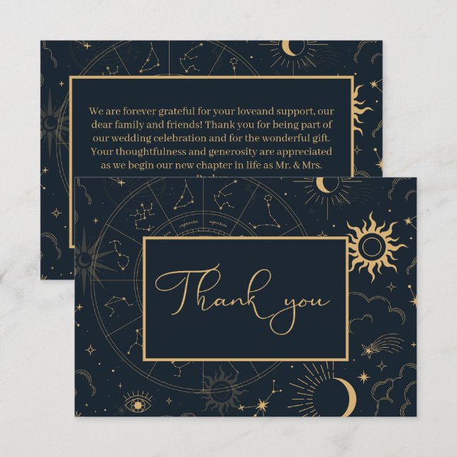 Celestial Mystical Elements Starsigns Thank You Card (Front/Back)