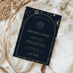 Celestial Mystical Elements Starsigns Wedding Invitation<br><div class="desc">Designed to coordinate with our Celestial Mystic ollection,  this unique customisable wedding invitation card features gorgeous gold celestial elements on a dark navy background. For more advanced customisation of this design,  e.g. changing layout,  font or text size please click the "CUSTOMIZE" button above. Please contact me for any questions!</div>