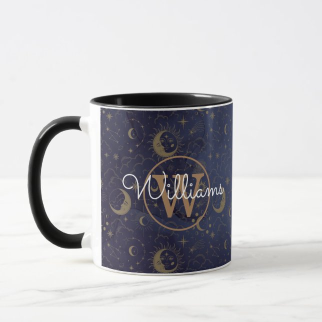 Celestial Mystical Gold Monogram Script Name Mug (Left)