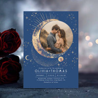 Celestial Mystical Moon Starry Night Wedding Photo