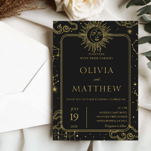 Celestial Mystical Moon Stars Galaxy Wedding Invitation