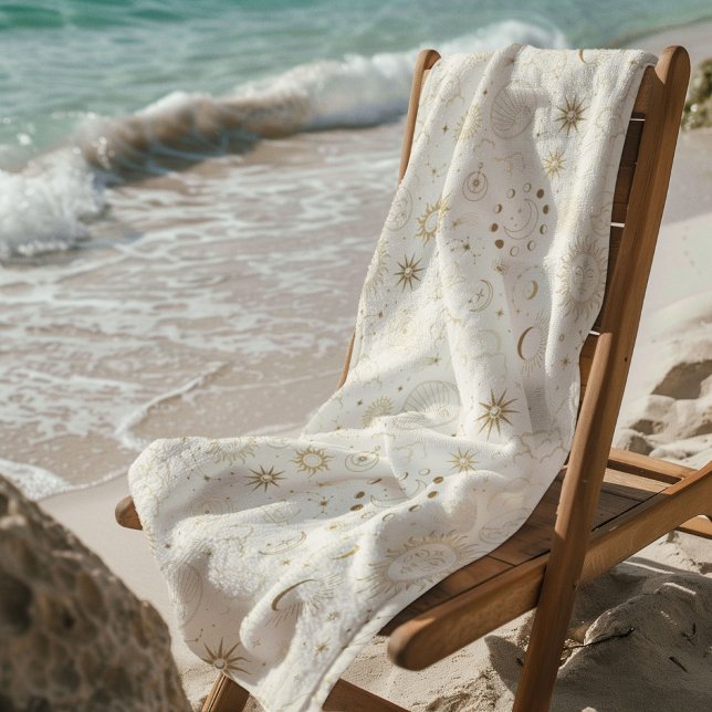 Celestial Mystical Seamless Pattern Beach Towel (Creator Uploaded)