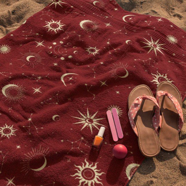 Celestial Mystical Seamless Pattern Beach Towel (Creator Uploaded)