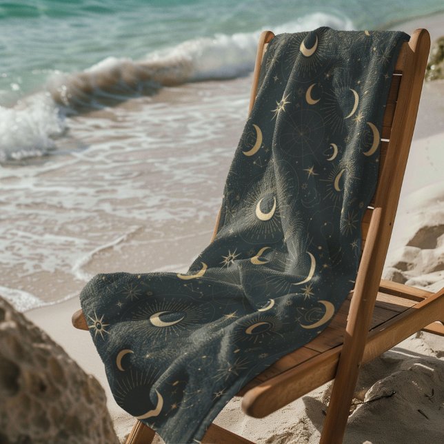 Celestial Mystical Seamless Pattern Beach Towel (Creator Uploaded)
