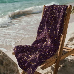 Celestial Mystical Seamless Pattern Beach Towel