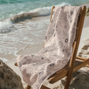 Celestial Mystical Seamless Pattern Beach Towel