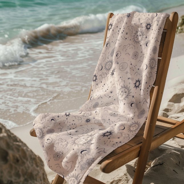Celestial Mystical Seamless Pattern Beach Towel (Creator Uploaded)