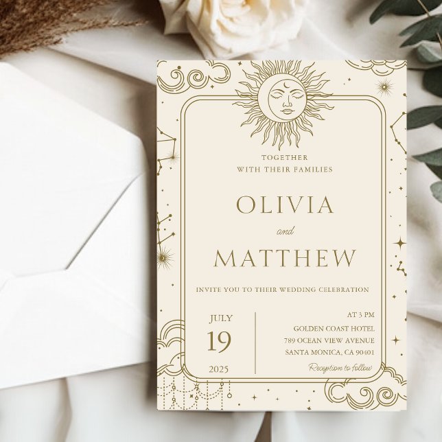 Celestial Mystical Starry Night Moon Wedding Invitation (Celestial Mystical Starry Night Moon Wedding Invitation)