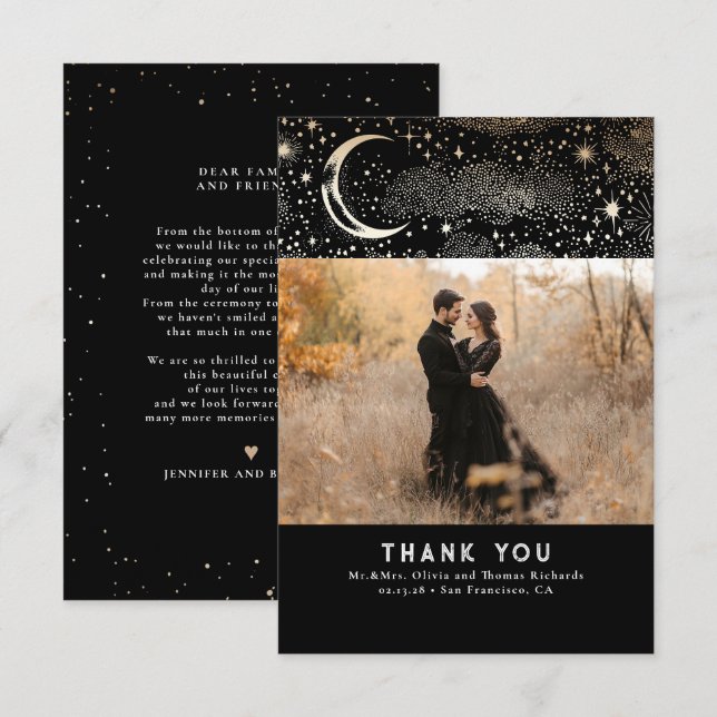 Celestial & Mystical Starry Night Thank You Photo Card (Front/Back)