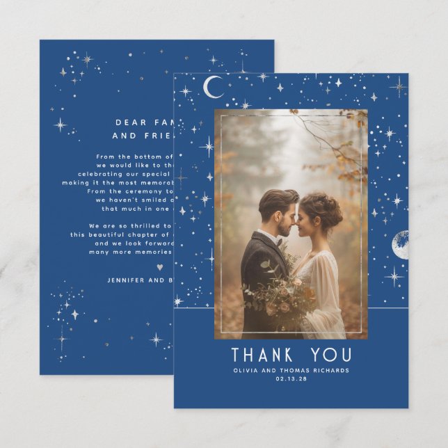 Celestial & Mystical Starry Night Thank You Photo Card (Front/Back)