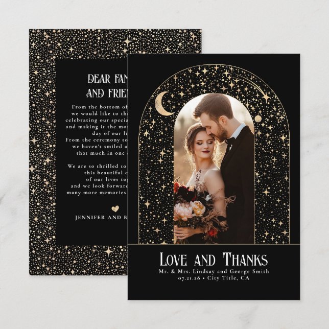 Celestial & Mystical Starry Night Thank You Photo Card (Front/Back)