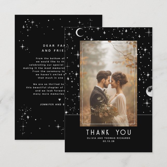 Celestial & Mystical Starry Night Thank You Photo Card (Front/Back)