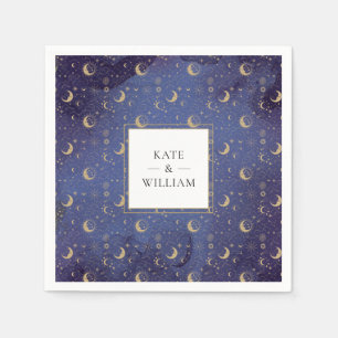 Celestial Mystical Stars And Moon Wedding Napkin