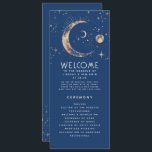 Celestial Navy Blue and Gold Wedding Programs Programme<br><div class="desc">Celestial navy blue wedding programs with the ceremony and wedding party information for guests</div>