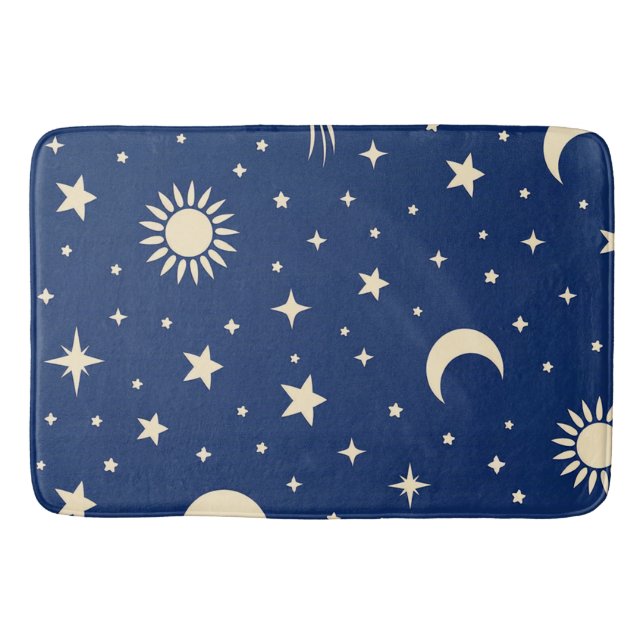 Celestial Navy Blue Bath Mat (Front)