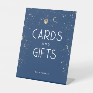 Celestial Navy Blue Card and Gifts Wedding Pedestal Sign