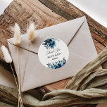 Celestial Navy Blue Floral Thank You Favour Classic Round Sticker<br><div class="desc">These celestial navy blue floral thank you favour classic round sticker are perfect for a modern wedding. The design features navy, blue and indigo beautifully hand-drawn peonies, neatly arranged into a charming bouquet. Make the sticker labels your own by including your names, the event (if applicable), and the date. These...</div>