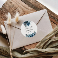 Celestial Navy Blue Floral Thank You Favour