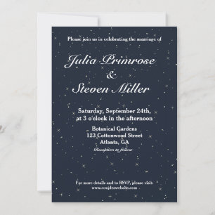Celestial Navy Blue Sky & Stars Wedding Invitation