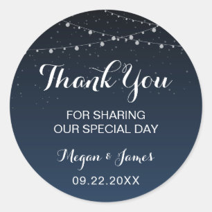 Celestial Navy Blue Starry Night Wedding Favour Classic Round Sticker