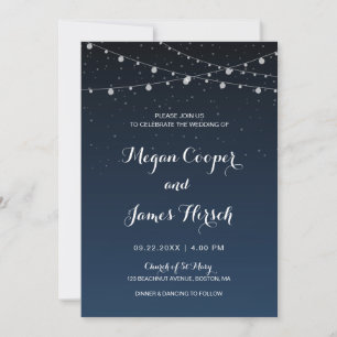 Celestial Navy Blue Starry Night Wedding Invitation