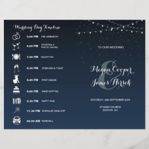 Celestial Navy Blue Starry Night Wedding Program