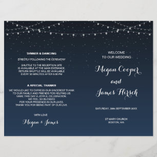 Celestial Navy Blue Starry Night Wedding Program