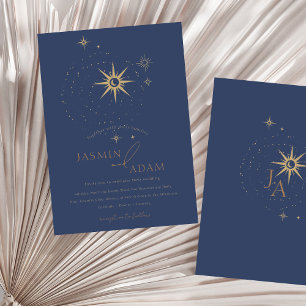 Celestial Navy Blue Stars and Gold Wedding