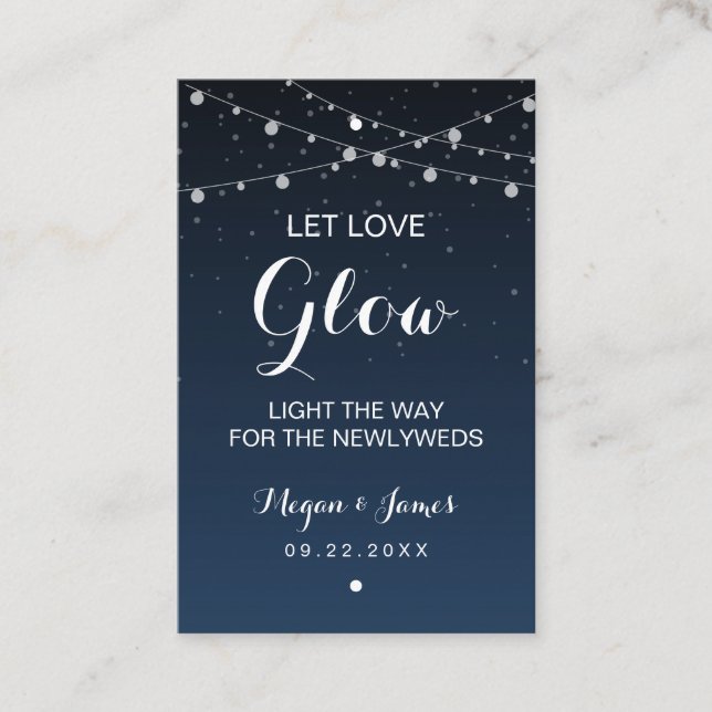 Celestial Navy Blue Stars Wedding Glow Stick Tag (Front)