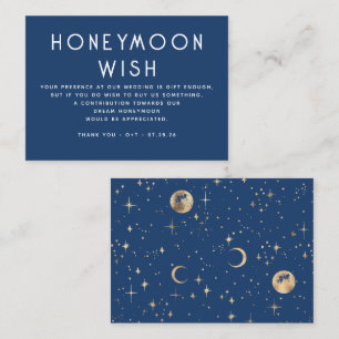 Celestial Navy Blue Wedding Honeymoon Wish Enclosure Card