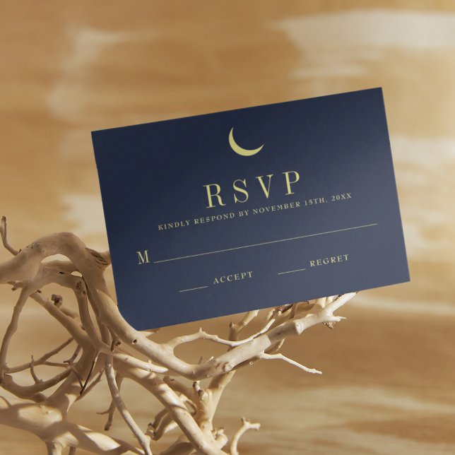 Celestial Navy Crescent Moon Minimal Response Card (Creator Uploaded)