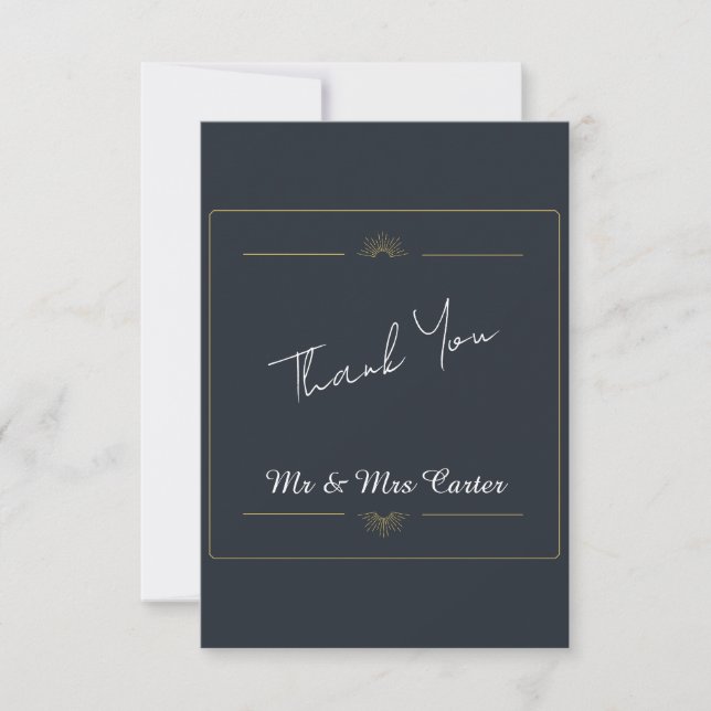 Celestial Navy Gold Wedding Thank You Card (Front)