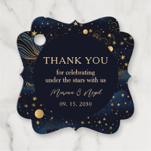 Celestial Navy Gold Wedding Thank You Favour Tags