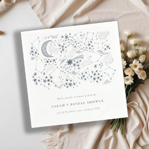 Celestial Navy Starry Night Moon Bridal Shower Napkin