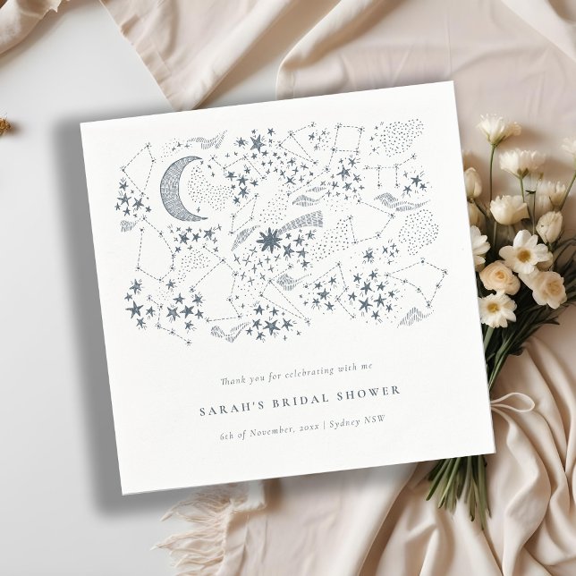 Celestial Navy Starry Night Moon Bridal Shower Napkin (Creator Uploaded)