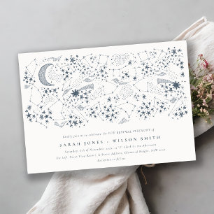 Celestial Navy Starry Night Moon Vow Renewal Invitation
