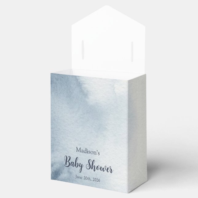 Celestial Navy Watercolor Cloud Baby Shower Favour Box (Opened)