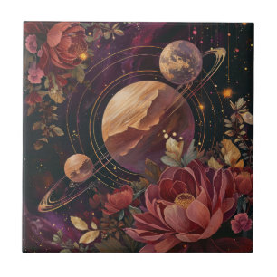 Celestial Nebula Crystal Planet Purple Tile