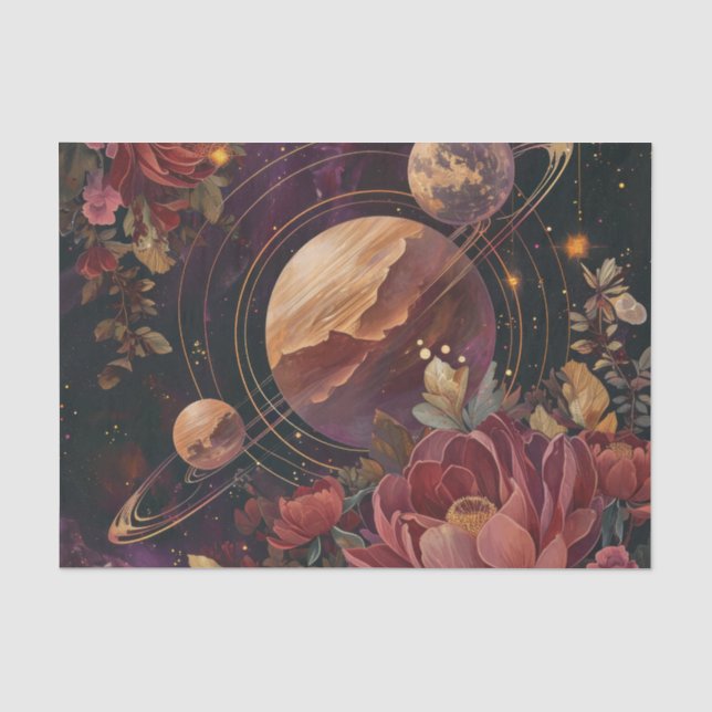 Celestial Nebula Crystal Planet Purple Tissue Paper (Front)