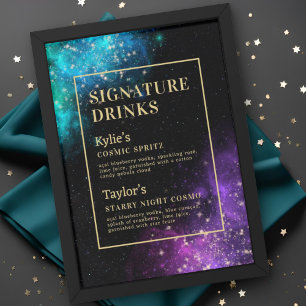 Celestial Nebula Starry Signature Drinks Wedding Poster