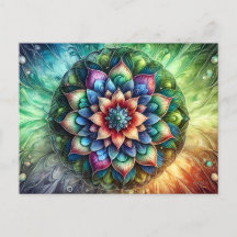 Celestial Neon Mandala with Vibrant Abstract