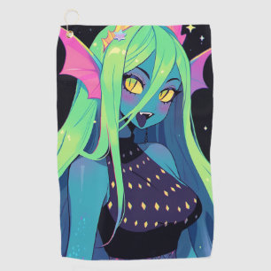 Celestial Neon Mermaid — Kawaii Cosmic Siren Vibes Golf Towel