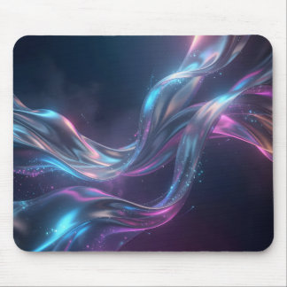 Celestial Neon Silk Flow Luminous Abstract Cosmic Mouse Mat